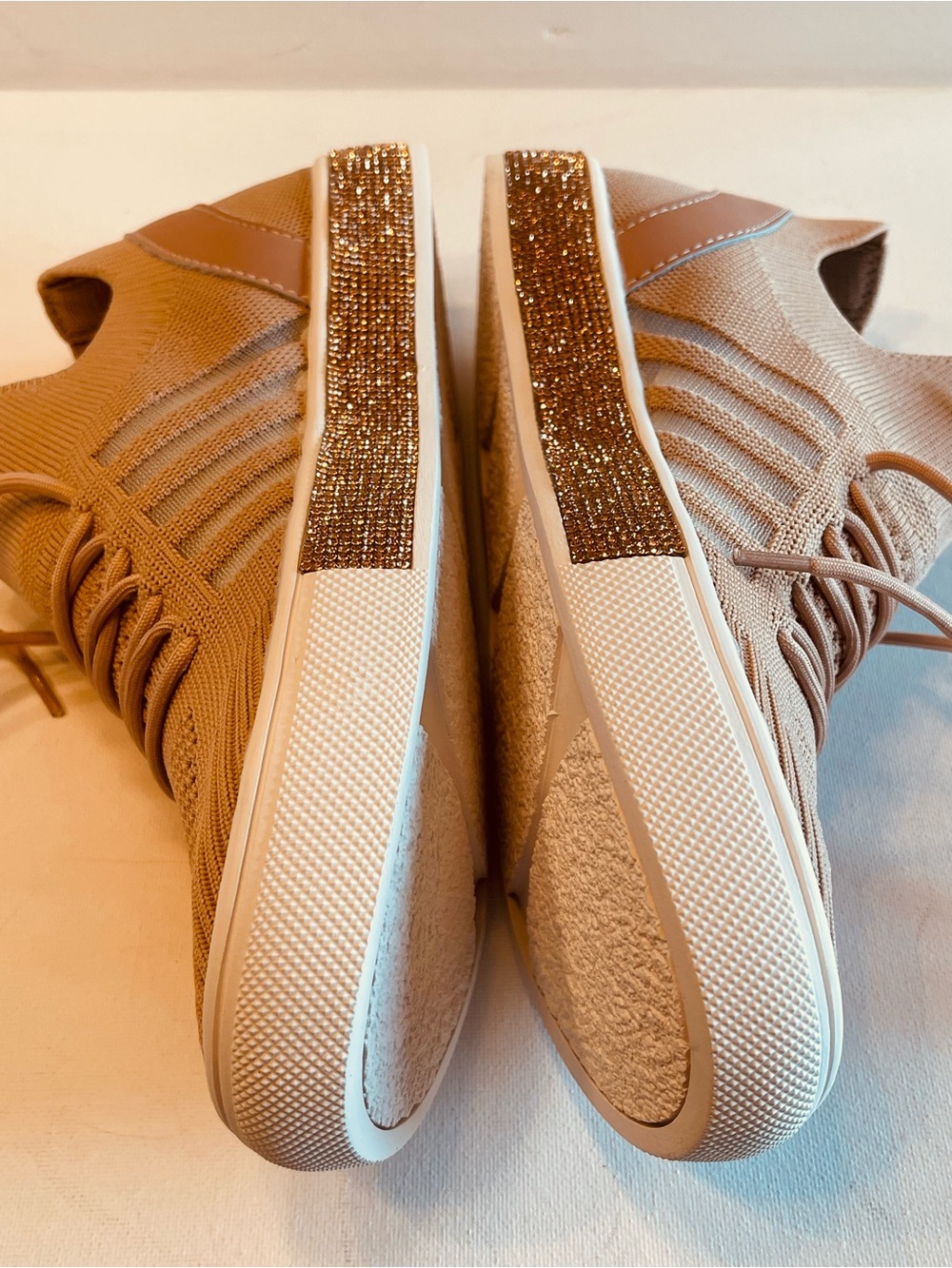 NIB BERNIE MEV BERNICE ROSE GOLD MEMORY FOAM KNIT BEDAZZLED SIDE SOLE SNEAKER 7 - Picture 10 of 15
